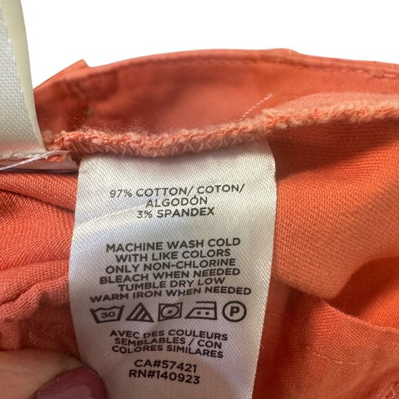 Loft Womens Washed Twill Shorts Size 2 Coral Orange Cotton Blend - Picture 8 of 8